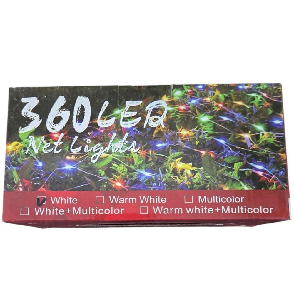 Outdoor LED Net Lights 360 Cool White Christmas 12 x 15 ft Memory & 8 Modes
